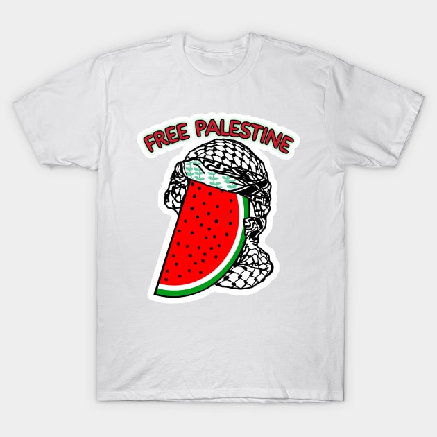 Watermelon Keffiyeh - Half Wrap - Free Palestine - Front T-Shirt by SubversiveWare